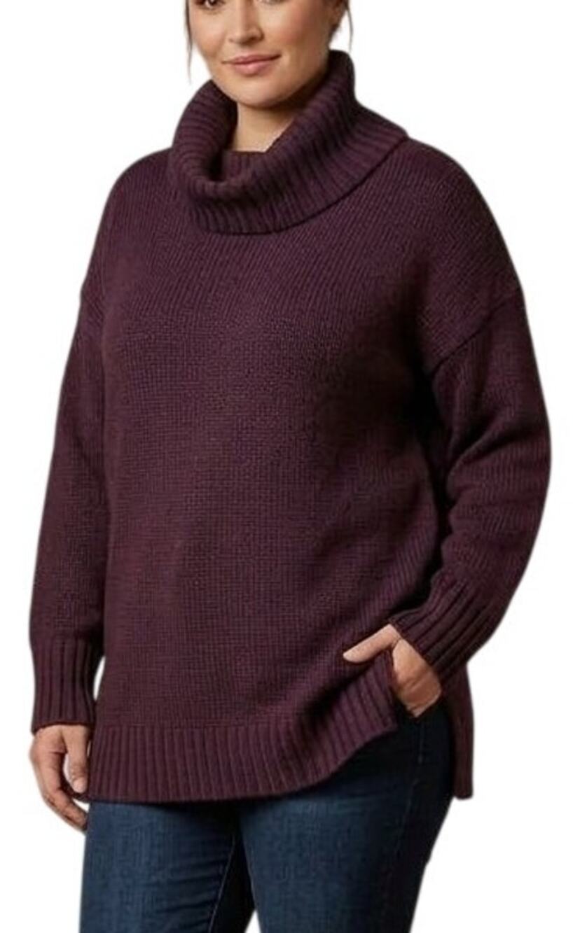 SKYLAR & JADE Cowl Neck Chenille Tunic Sweater in Deep Plum SZ XL